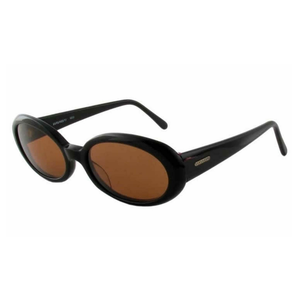 Vintage 70s Serengeti Women's Black Amber Oval Sunglasses
